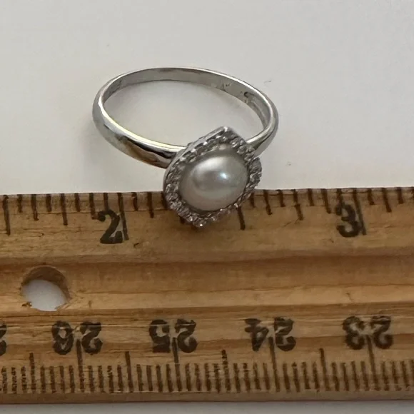 925 silver pearl ring trending - Picture 2 of 4